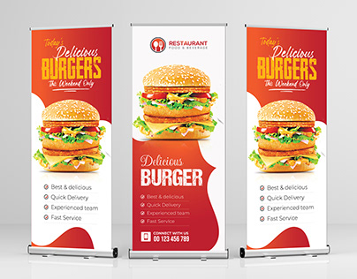 Restaurants Fast Food Roll Up Banner Design