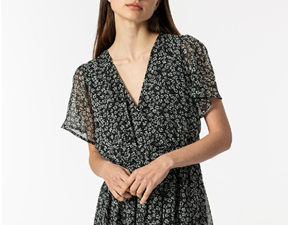 Short Printed Chiffon Dress | Vilanova Woman SS23