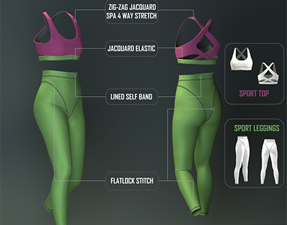 Sportswear fashion design | activewear tech pack