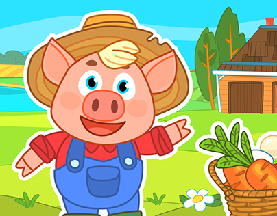 Game art and GUI for Farm for kids mobile game