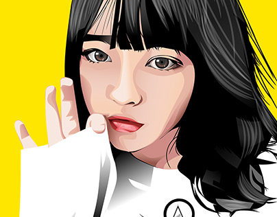 Simple vector art : young Korean girl
