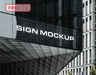 Free Sign on Corporate Building Mockup