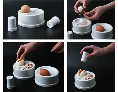 Egg holder and salt shaker set