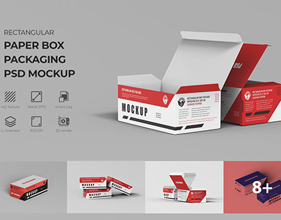 Rectangular Paper Box Packaging PSD Mockup