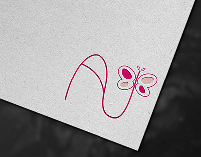 Monogram with name Ana and Butterfly Illustration