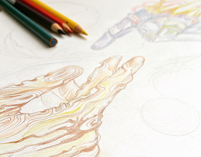 Artwork - Hands of creation (Pencil Color)