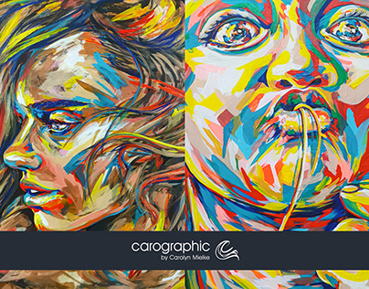 Colourful popart portrait artworks Carolyn Mielke