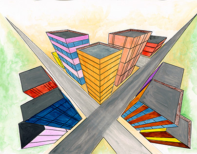 Cityscape – three-point perspective