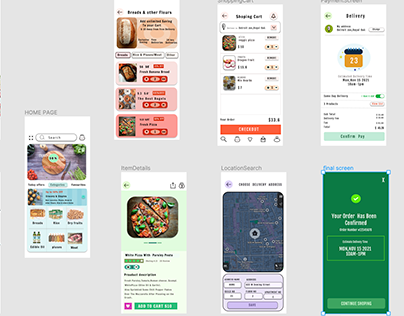 Grocery app sample screens