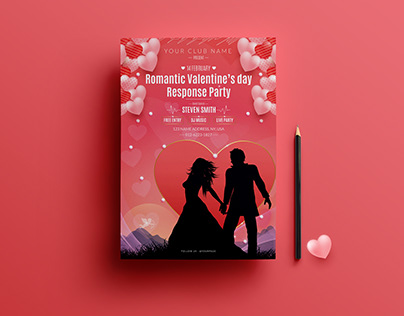 Romantic Valentine's Party Flyer Design for free