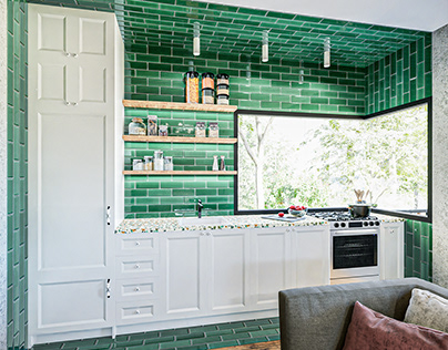 Shining a Light on white and green kitchen trend