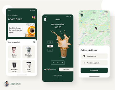 Free Coffee Shop App Screens UI Kit