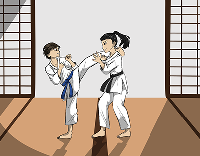 Yumi et Hiroki entraînement karaté 1
