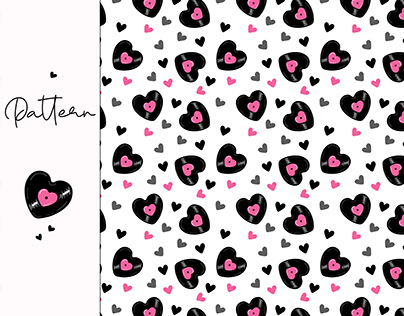 pattern hearts black grey pink