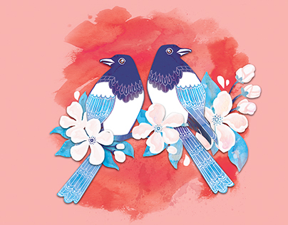 Love Birds – Postcard Illustration