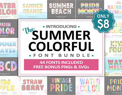 The Summer and Colorful Fonts Bundle