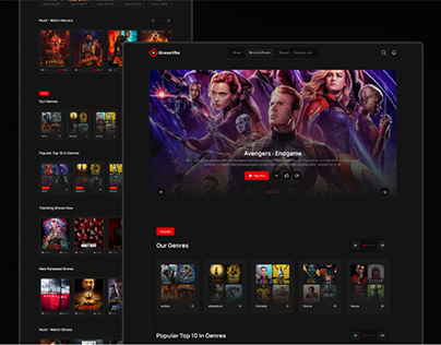 Movies and Shows Page Design of Video Streaming Website