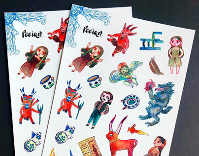 Stickers characters from "Peeira" storybook