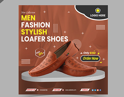 Men Fashion Stylish Loafer Shoes Banner Design