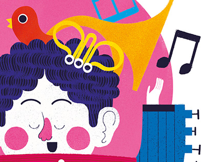Illustrations of children and music