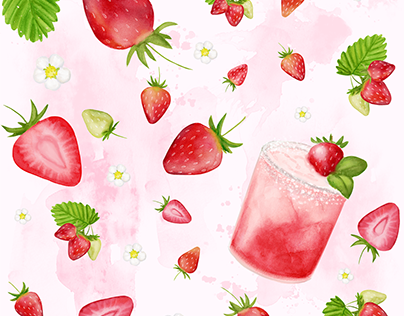 Strawberry Illustration and Surface Pattern Design