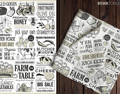 Farm To Table Kitchen Textile Print