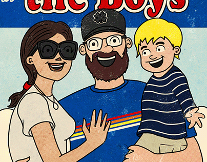 Vintage Comic Inspired Family Portrait