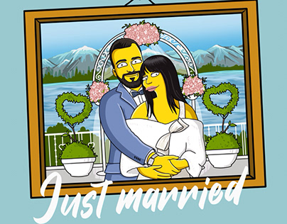 Wedding portraits in Simpsons style