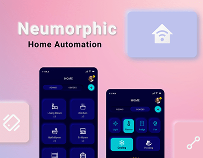 Neumorphic Home Automation Mobile Screens