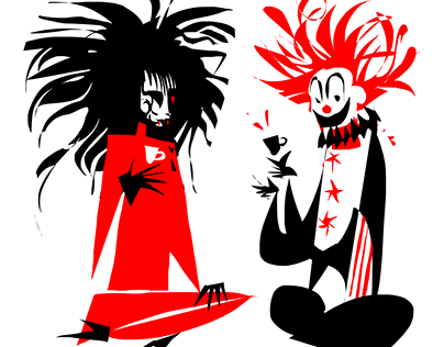 clown and vampire with tea