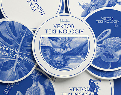 Coasters and menu for Vektor Tekhnologiy themed party.