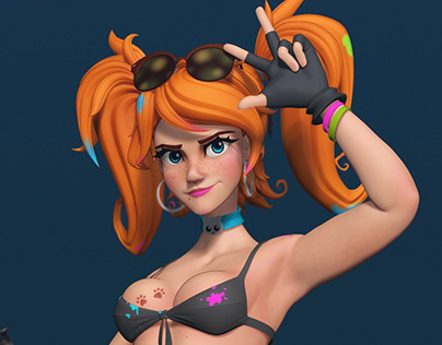 Cute Girl Solider 3D Game Character