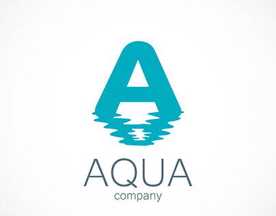 Letter A wave reflection of water logo aqua