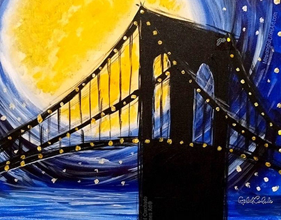 Moonrise over the Brooklyn Bridge