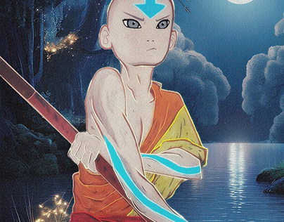 Avatar Aang with Full Moon