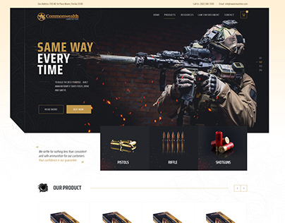 Ammunition Supplier Manufacturer Web Design Mockup