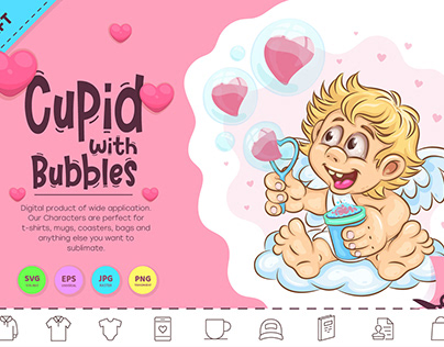 Cartoon Cupid with Bubbles.