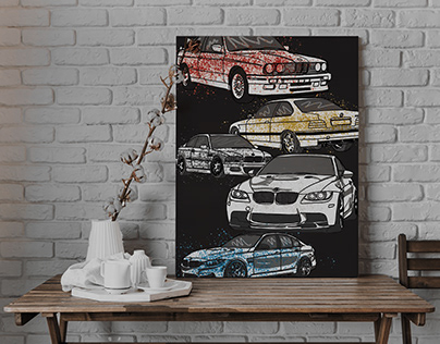 BMW M3 Illustration on Canvas