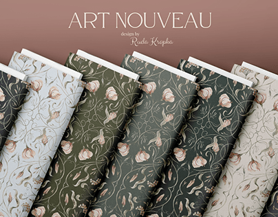 art nouveau watercolour pattern design arts & crafts