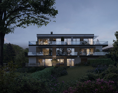 Exterior visualization of a modern residence