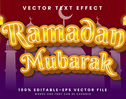 Ramadan Mubarak 3d editable text style Template
