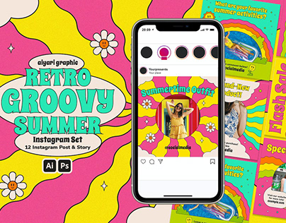 Retro Groovy Summer Instagram Set