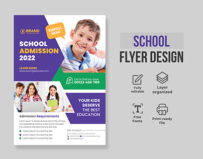 School admission creative modern flyer design