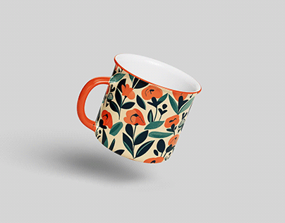 Mug Design - Flower Pattern (Orange)
