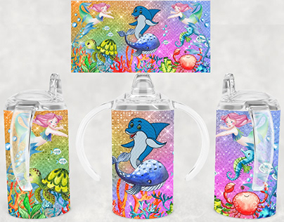 Under Sea Mermaid 12oz Sippy Cup Straight Sided
