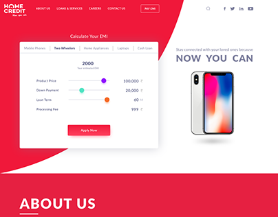 Home credit Landing Page