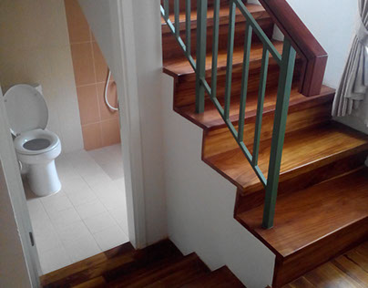 Pemasangan Papan Tangga kayu | Stair deck from Wood