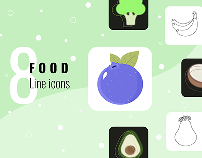 8 Food Line Icons