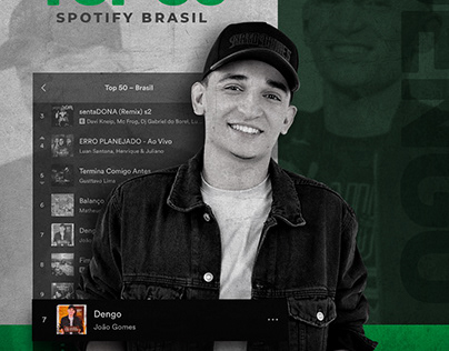 Flyer "Top 50 Spotify Brasil" Música "Dengo-João Gomes"