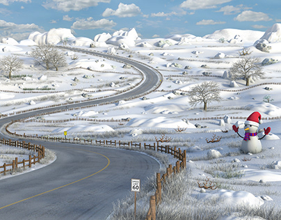 Cartoon Snow Road